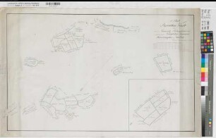 Lüdinghausen (Lüdinghausen) Einzelgrundstücke, Äcker und Wiesen der Domäne Blatt 1 Entwurf 1823 100 Ruten = 15 cm 57 x 91 kol. Zeichnung Ziegert KSM Nr. 332
