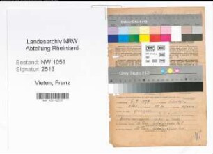 Entnazifizierung Franz Vieten , geb. 06.09.1879 (Schaffner)