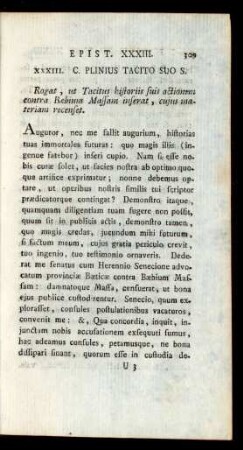 XXXIII. C. Plinius Tacito Suo S.