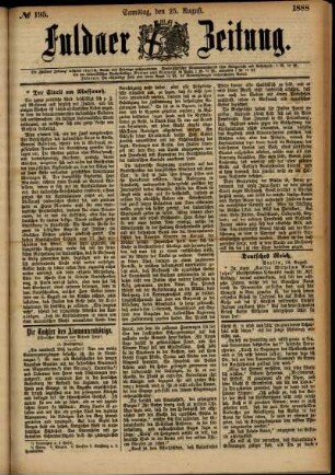 Ausgabe vom Samstag, den 25. August 1888.