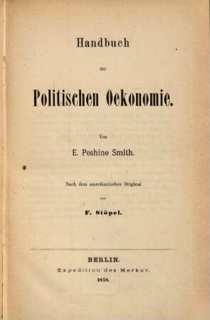 Handbuch der politischen Oekonomie