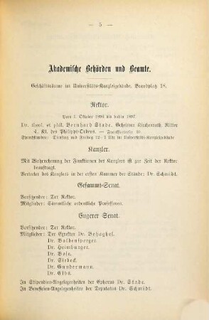 Personalbestand der Großherzoglich Hessischen Ludwigs-Universität zu Gießen. 1897. SS.