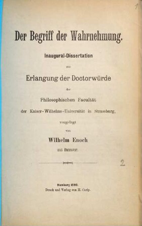 Der Begriff der Wahrnehmung