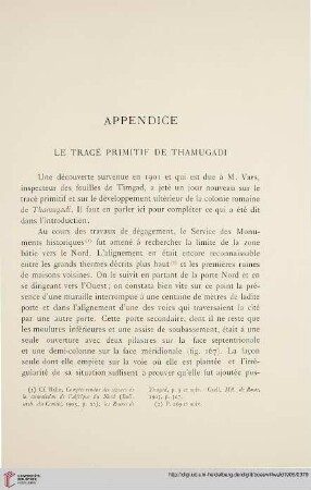 Appendice: Le trace primitif de Thamugadi