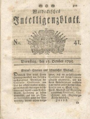 No. 41, Dienstag, den 13. October 1795