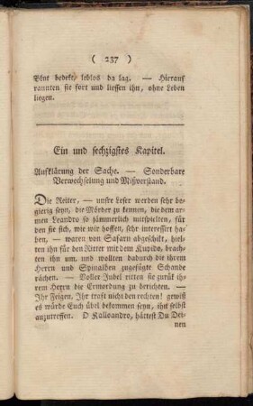 Ein und sechzigstes Kapitel. Aufklärung der Sache. - Sonderbare Verwechselung und Mißverstand.