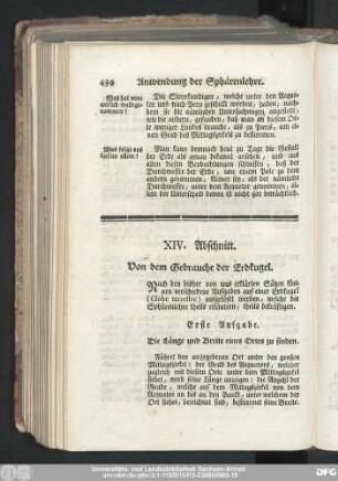 XIV. Abschnitt. Von dem Gebrauche der Erdkugel.