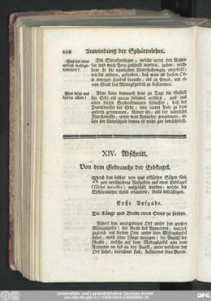 XIV. Abschnitt. Von dem Gebrauche der Erdkugel.