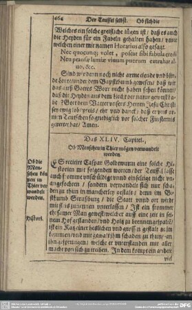 Das XLIV. Capitel. Ob Menschen in Thier mögen verwandelt werden