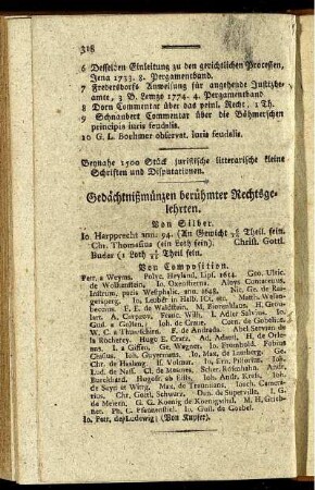 Gedächtnißmünzen berühmter Rechtsgelehrten.