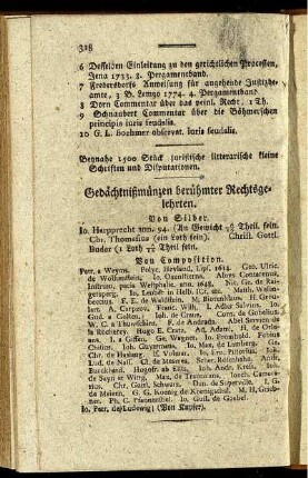 Gedächtnißmünzen berühmter Rechtsgelehrten.