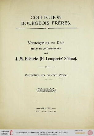 Verzeichnis der erzielten Preise