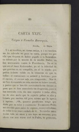 Carta XXIV. Vargas á Cornelia Bororquia.