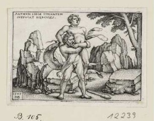 Herkules erwürgt Antäus, Blatt 6 der Folge "Arbeiten des Herkules"