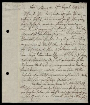 Brief von Jakob Mauvillon an Gottlieb Hufeland