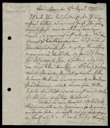Brief von Jakob Mauvillon an Gottlieb Hufeland