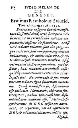 IIII. Geneses. Erasmus Reinholdus Salueld. Tom. 1. Int. pag. 17. An. 1540.
