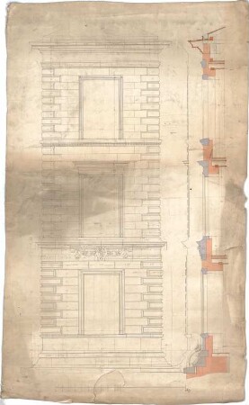 Stegmann, Carl von; Stegmann - Atelier - Fassade (Abwicklung, Schnitt)