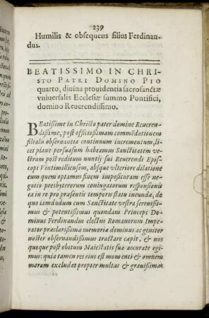 Beatissimo In Christo Patri Domino Pio quarto ... [Litterae Maximiliani Imperatoris ad ... Pontificem ...]