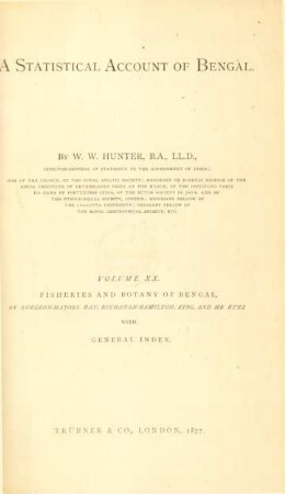 Vol. 20: Fisheries and botany of Bengal ; with general index