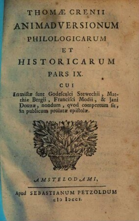 Thomae Crenii Animadversiones Philologicae Et Historicae, 9