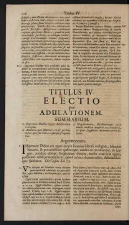 Titulus IV. Electio per Adulationem