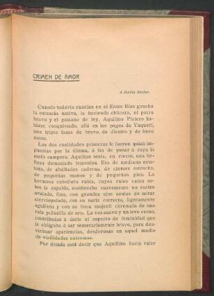 Crimen de amor : A Emilio Beeher.