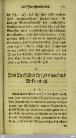 II. Des Verfassers kurzes Glaubens-Bekenntniß