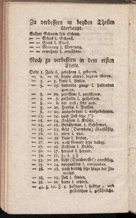 Zu verbessern in beyden Theilen überhaupt.