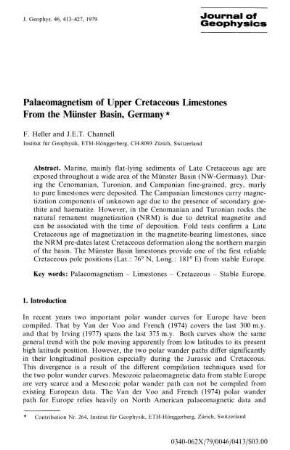 Palaeomagnetism of upper cretaceous limestones from the Münster Basin, Germany