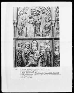 Martyrium des Johannes und Auferweckung der Drusiena (linker Altarflügel, innen)