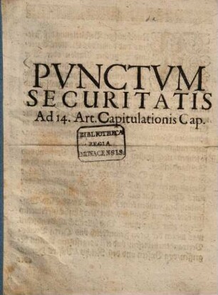 Pvnctvm Securitatis ad 14. Art. Capitulationis Cap.