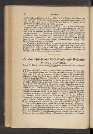 Landwirtschaftliche Bodenfunde und Kolonien