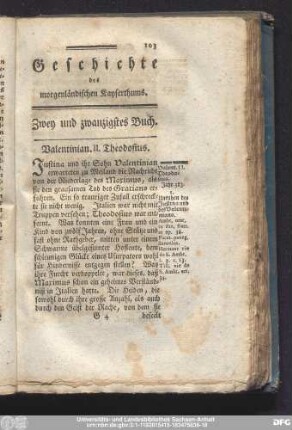 Zwey und zwanzigstes Buch. Valentinian. II. Theodsius.
