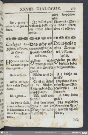 Dialogus vigesimus octavus, de Comoediis