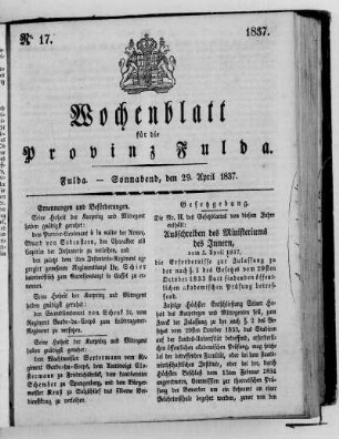 Nr. 17, Ausgabe vom 29. April 1837