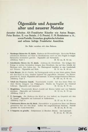 Ölgemälde und Aquarelle alter und neuerer Meister (Nr. 1-56)