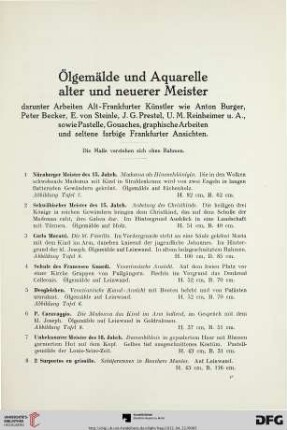 Ölgemälde und Aquarelle alter und neuerer Meister (Nr. 1-56)