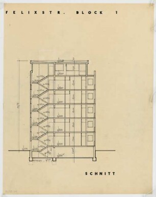 Wohnhäuser Felixstraße 14-22, Berlin-Tempelhof: Schnitt