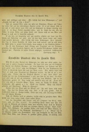 Sprachliche Plauderei über die Familie Weh