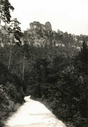 Lokomotive und Lamm im Basteigebiet