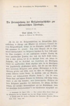 733-754 Die Heranziehung der Religionsgeschichte zur systematischen Theologie
