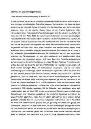 Interview zu Arbeitsbiographie als Erzieherin 1989/90. : Claudia Iyiaagan-Bohse am 27.02.2019