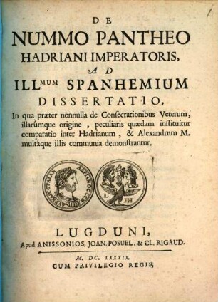 De Nummo Pantheo Hadriani Imperatoris Dissertatio