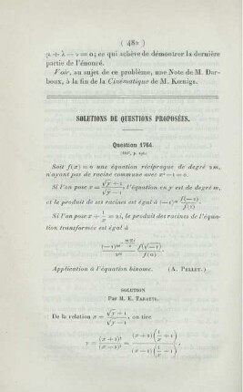 Solutions de questions proposées.
