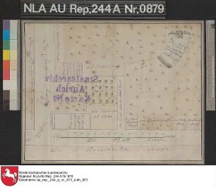Die Klusforder- und Buttstraße in WITTMUND mit anliegenden Häusern und Gärten Kolorierte Zeichnung von Richter Papier auf Leinen Format 39,5x30,8 M 1:200 (ca)