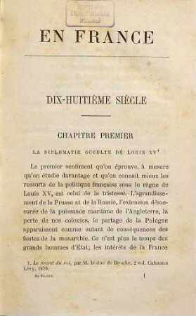 En France XVIIIe et XIXe siècles