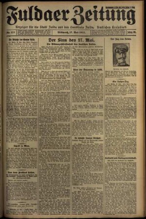 Erste Ausgabe vom Mittwoch, den 17. Mai 1933.