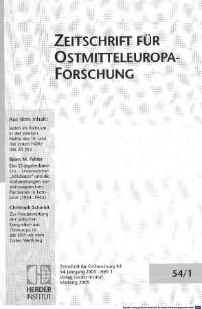 Zeitschrift für Ostmitteleuropa-Forschung : ZfO = Journal of East Central European studies. 54. 2005