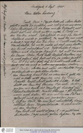 Brief vom 01.09.1920
